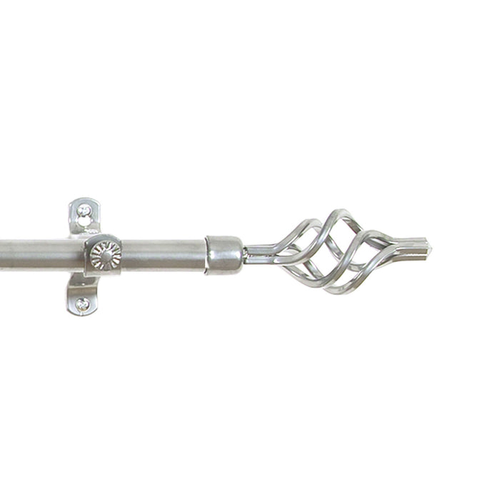 Metallo Decorative Rod & Finial, Lexus Silver - .75-Inch Diameter, All-Metal Construction, Wall/Ceiling Mount, Adjustable Brackets - 28-48