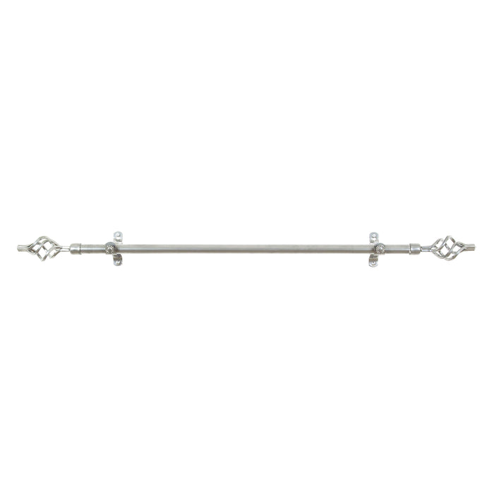 Metallo Decorative Rod & Finial, Lexus Silver - .75-Inch Diameter, All-Metal Construction, Wall/Ceiling Mount, Adjustable Brackets - 48-86