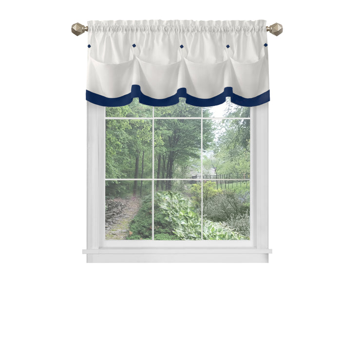 Lana Rod Pocket Window Curtain Valance - 52 Inches x 14 Inches, Soft Chenille Fabric - Navy