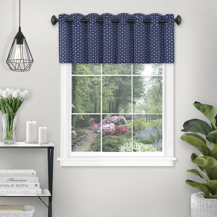 Bedford Rod Pocket Window Curtain Valance - 58 Inches x 13 Inches, Soft Chenille Fabric - Navy