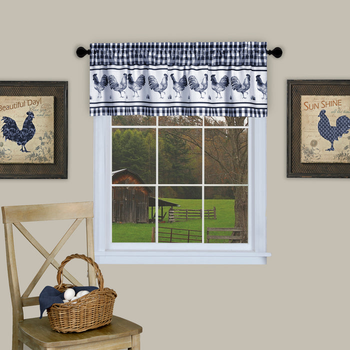 Barnyard Rod Pocket Window Curtain Valance - 58 Inches x 14 Inches, Soft Chenille Fabric - Navy