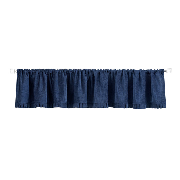 Bordeaux Rod Pocket Window Curtain Valance - 52 Inches x 14 Inches, Soft Chenille Fabric - Navy