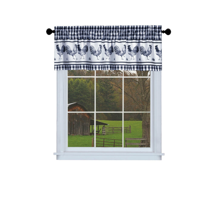 Barnyard Rod Pocket Window Curtain Valance - 58 Inches x 14 Inches, Soft Chenille Fabric - Navy