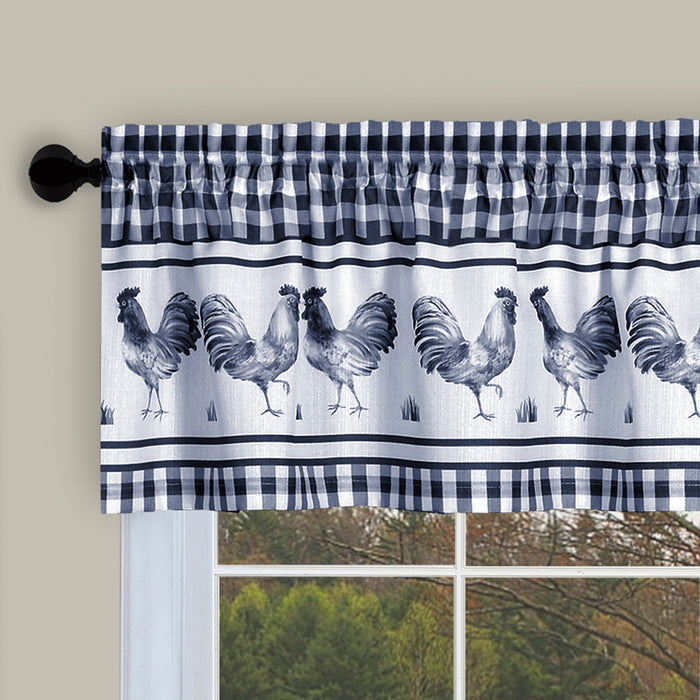 Window Curtain Tier Pair and Valance Set - Navy - 58x36