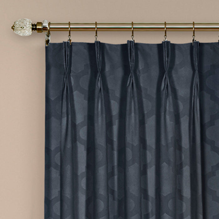 Pinch Pleat Window Curtain Panel - Room Darkening Velvet Fabric, Back Tab/Rod Pocket/Clip Rings Hanging Options, Masterpieces Brand - Navy - 34x84