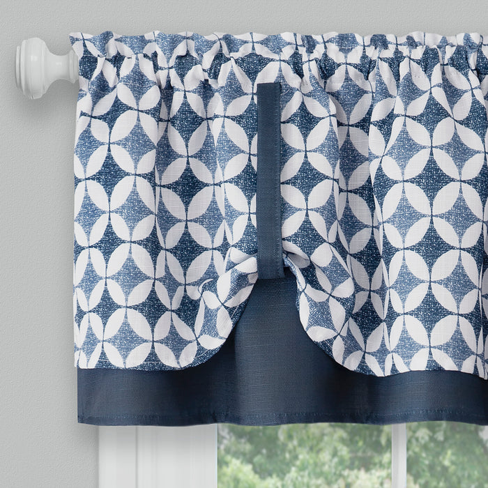 Window Curtain Tier Pair and Valance Set - Navy - 58x36