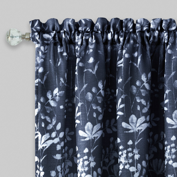 Charlotte Rod Pocket Window Curtain Panel - 42 Inches Width - Light Filtering - Machine Washable - Geometric Diamond Clipped Design - Textiles & Soft Furnishings - Navy - 52x84