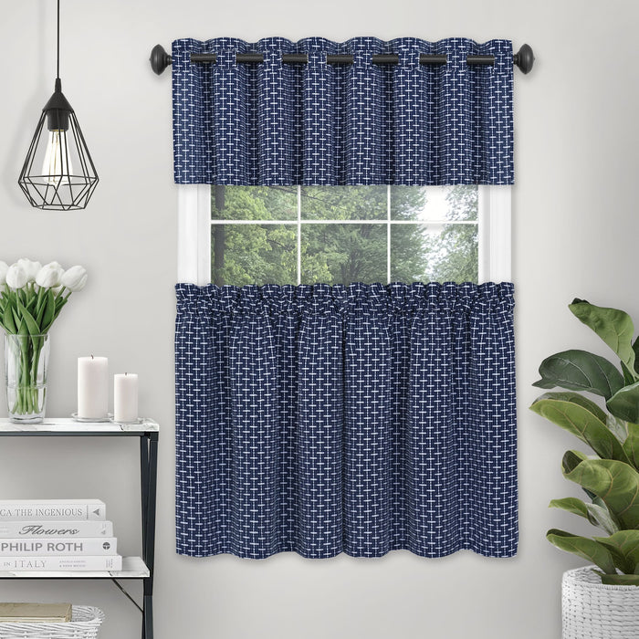 Bedford Rod Pocket Window Curtain Valance - 58 Inches x 13 Inches, Soft Chenille Fabric - Navy