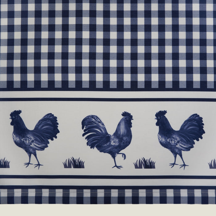 Window Curtain Tier Pair and Valance Set - Navy - 58x24 - Rooster Print