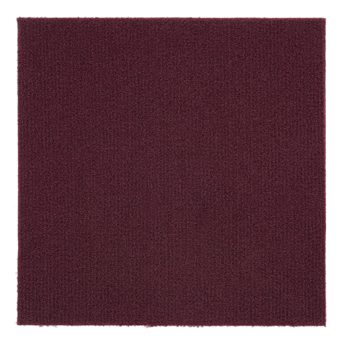 12x12 Self Adhesive Carpet Floor Tile - 12 Tiles/12 sq. Ft. - Burgundy