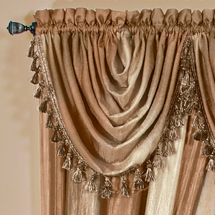 Waterfall Valance in Ombre Style - Blush Tones and Natural Hues, 46 Inch Width, Polyester Material, Easy-to-Clean - Textiles & Soft Furnishings, Household Textiles, Curtains