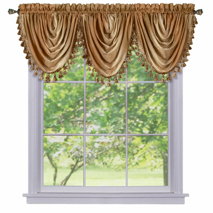 Waterfall Valance in Ombre Style - Blush Tones and Natural Hues, 46 Inch Width, Polyester Material, Easy-to-Clean - Textiles & Soft Furnishings, Household Textiles, Curtains