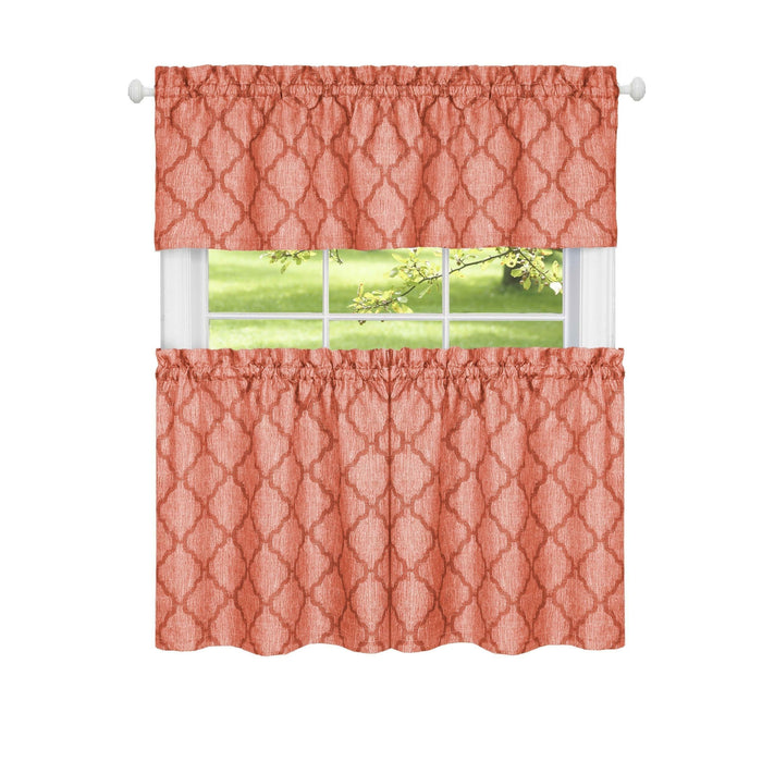 Window Curtain Tier Pair and Valance Set - 58x36 - Orange