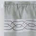 Grey window curtain valance with geometric pattern, featuring a 1.5-inch rod pocket for easy hanging. Made from light-filtering polyester.