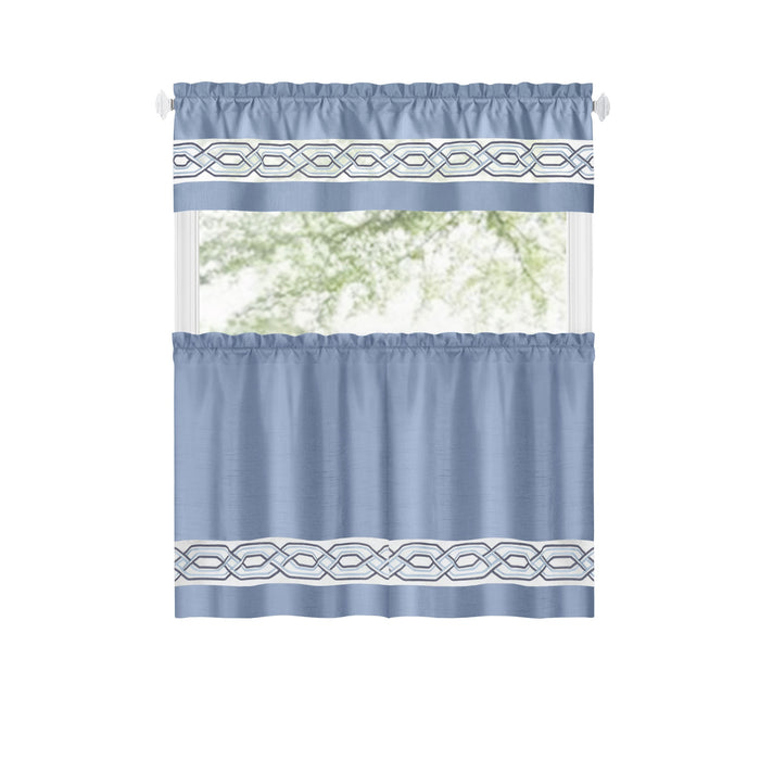 Paige Tier and Valance Window Curtain Set - Complete Ensemble with 58-Inch Width
