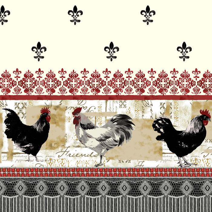 Printed Tier and Swag Window Curtain Set - 57x24 - Print Rooster - Burgundy