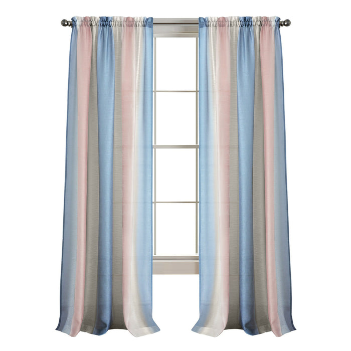 Spectrum Rod Pocket Window Curtain Panel - 42 Inches Width - Light Filtering - Machine Washable - Geometric Diamond Clipped Design - Textiles & Soft Furnishings - Rose Quartz/Serenity - 50x63