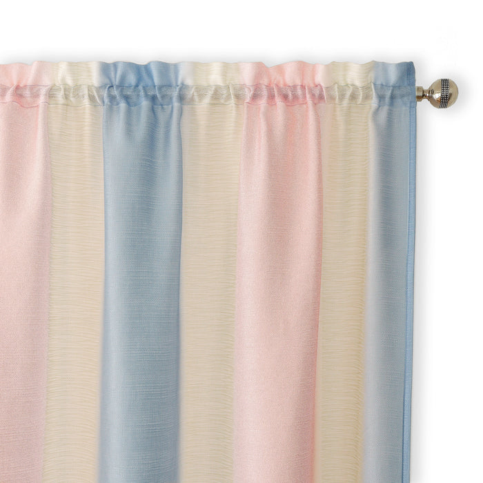 Spectrum Rod Pocket Window Curtain Panel - 42 Inches Width - Light Filtering - Machine Washable - Geometric Diamond Clipped Design - Textiles & Soft Furnishings - Rose Quartz/Serenity - 50x84