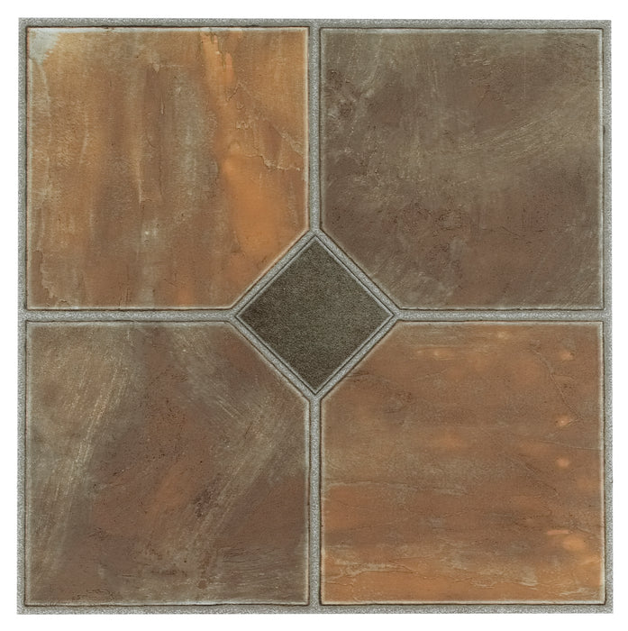 Sterling 12x12 Self Adhesive Vinyl Floor Tile - 45 Tiles - 1 Year Warranty - Rustic Slate