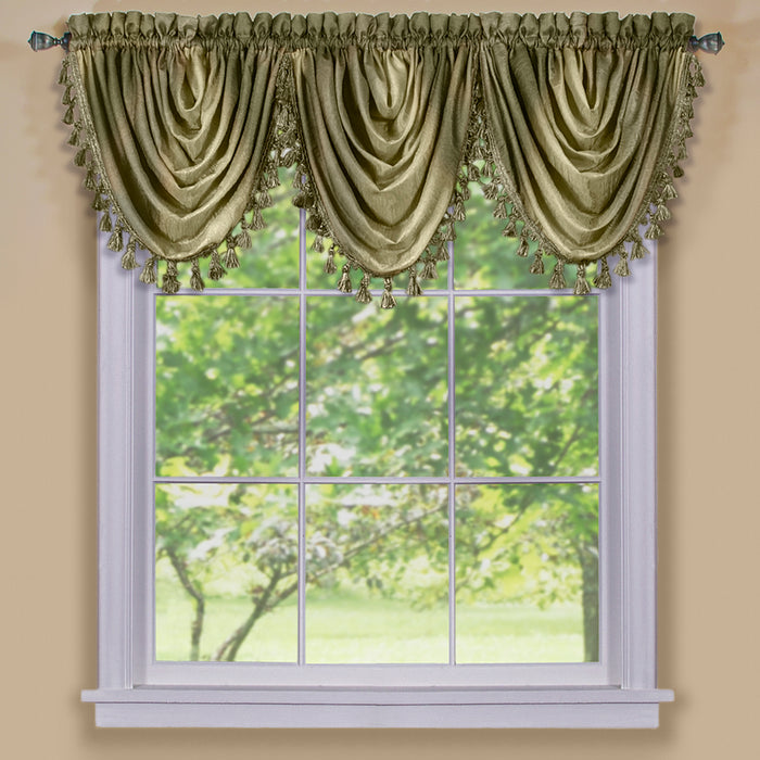 Waterfall Valance in Ombre Style - Blush Tones and Natural Hues, 46 Inch Width, Polyester Material, Easy-to-Clean - Textiles & Soft Furnishings, Household Textiles, Curtains - Sage