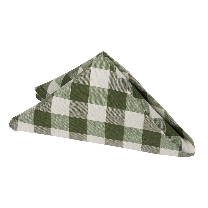 Check Dinner Table Napkins - Set of Four - Sage