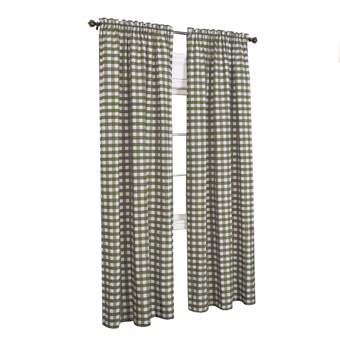 Buffalo Check Window Curtain Panel, 42 Inches Width, Light Filtering, Easy-Care Blend, Sold Separately - Sage - 42x63