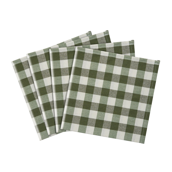 Check Dinner Table Napkins - Set of Four - Sage