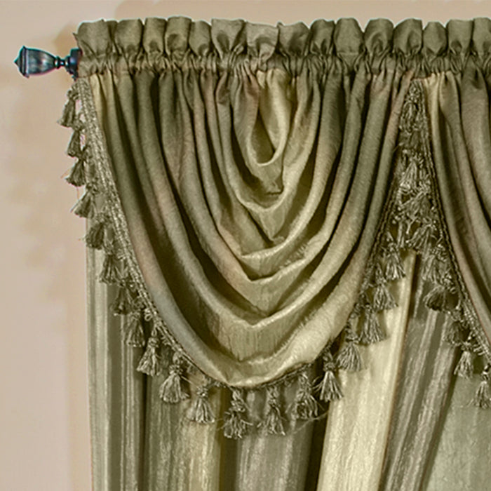 Waterfall Valance in Ombre Style - Blush Tones and Natural Hues, 46 Inch Width, Polyester Material, Easy-to-Clean - Textiles & Soft Furnishings, Household Textiles, Curtains - Sage