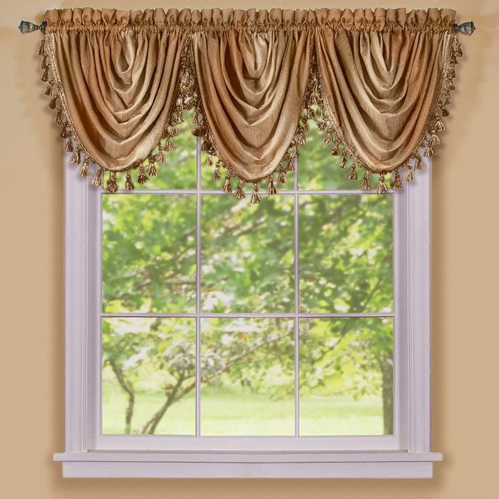 Waterfall Valance in Ombre Style - Blush Tones and Natural Hues, 46 Inch Width, Polyester Material, Easy-to-Clean - Textiles & Soft Furnishings, Household Textiles, Curtains - Sandstone