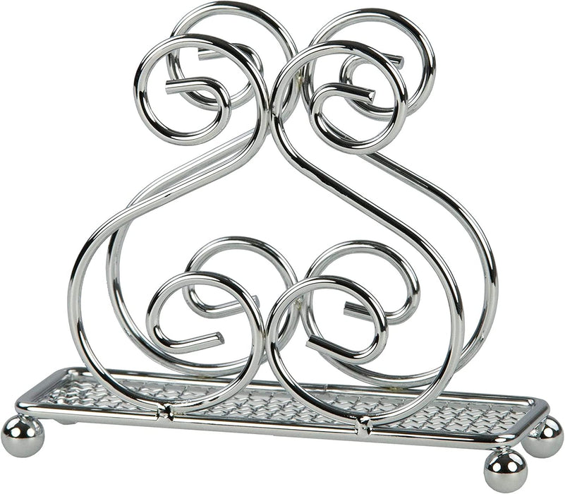 Joey'z Chrome Napkin Holder for Kitchen Countertops and Dining Table - Scroll Design