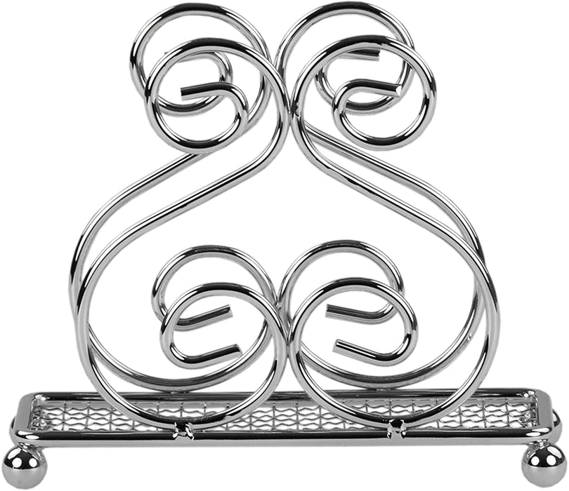 Joey'z Chrome Napkin Holder for Kitchen Countertops and Dining Table - Scroll Design