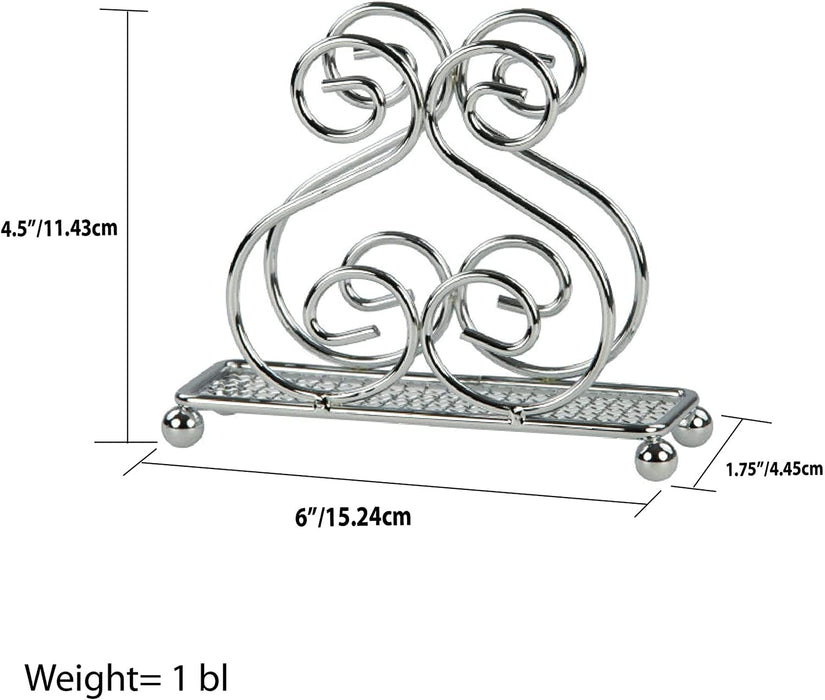 Joey'z Chrome Napkin Holder for Kitchen Countertops and Dining Table - Scroll Design