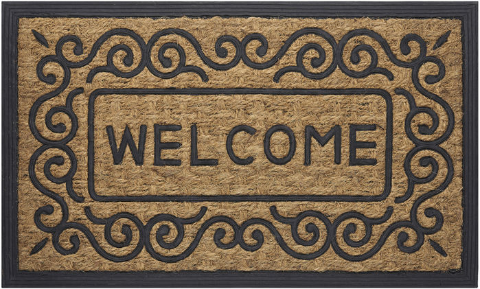 Coco Mat Daisy Doormat - 18x30, Durable, Eco-Friendly, Rubber Trim, Easy to Clean - Scrolls