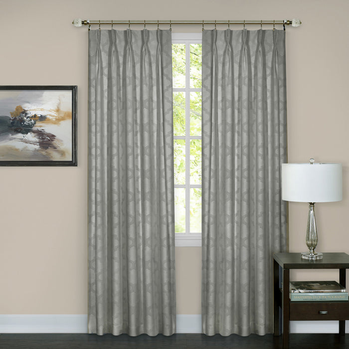 Pinch Pleat Window Curtain Panel - Room Darkening Velvet Fabric, Back Tab/Rod Pocket/Clip Rings Hanging Options, Masterpieces Brand - Silver - 34x63