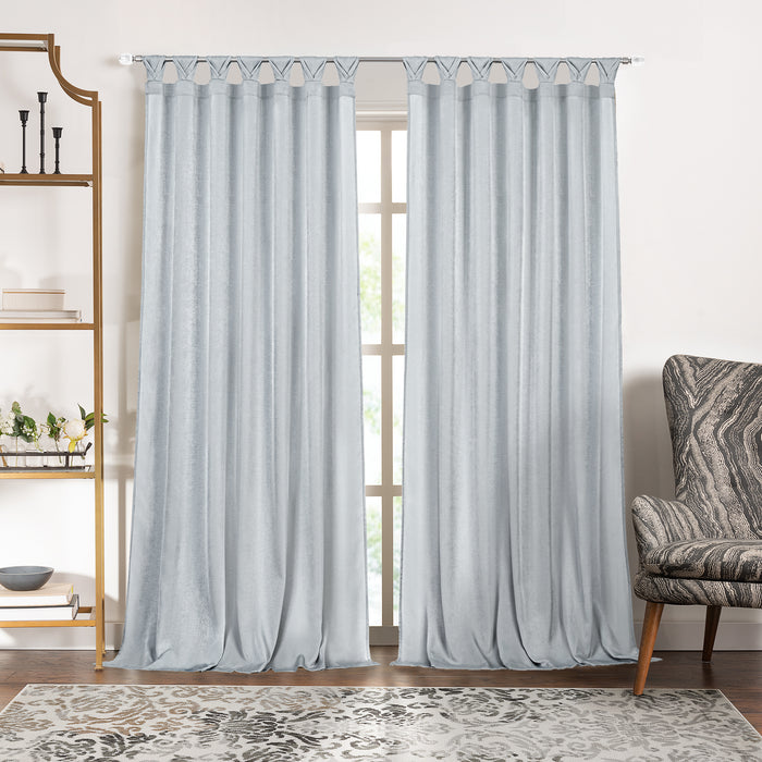 Peri Tulip Tab Top Window Curtain Panel, Luxurious Crepe Georgette Fabric, 52 Inches Wide - Silver - 52x84