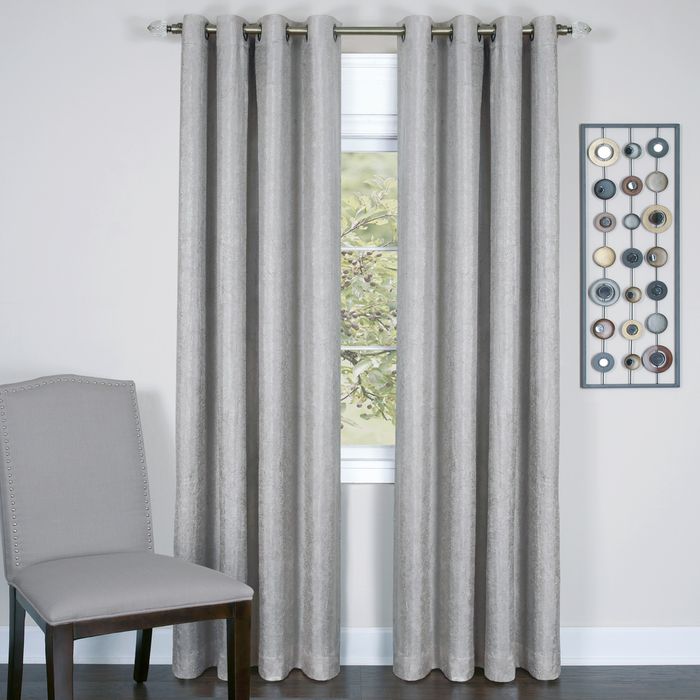 Taylor Lined Grommet Blackout Window Curtain Panel, 98% Light Blocking, 50 inches Width, Machine Washable Polyester Fabric - Textiles & Soft Furnishings - Silver - 50x63