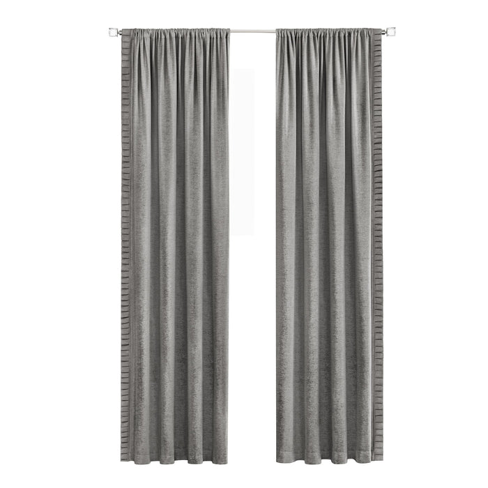 Bordeaux Rod Pocket Window Curtain Panel - 42 Inches Width - Light Filtering - Machine Washable - Geometric Diamond Clipped Design - Textiles & Soft Furnishings - Silver - 52x84