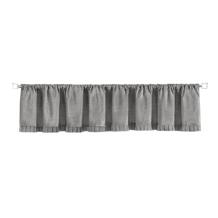 Bordeaux Rod Pocket Window Curtain Valance - 52 Inches x 14 Inches, Soft Chenille Fabric - Silver