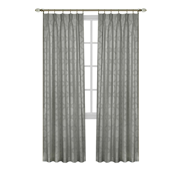 Pinch Pleat Window Curtain Panel - Room Darkening Velvet Fabric, Back Tab/Rod Pocket/Clip Rings Hanging Options, Masterpieces Brand - Silver - 34x63