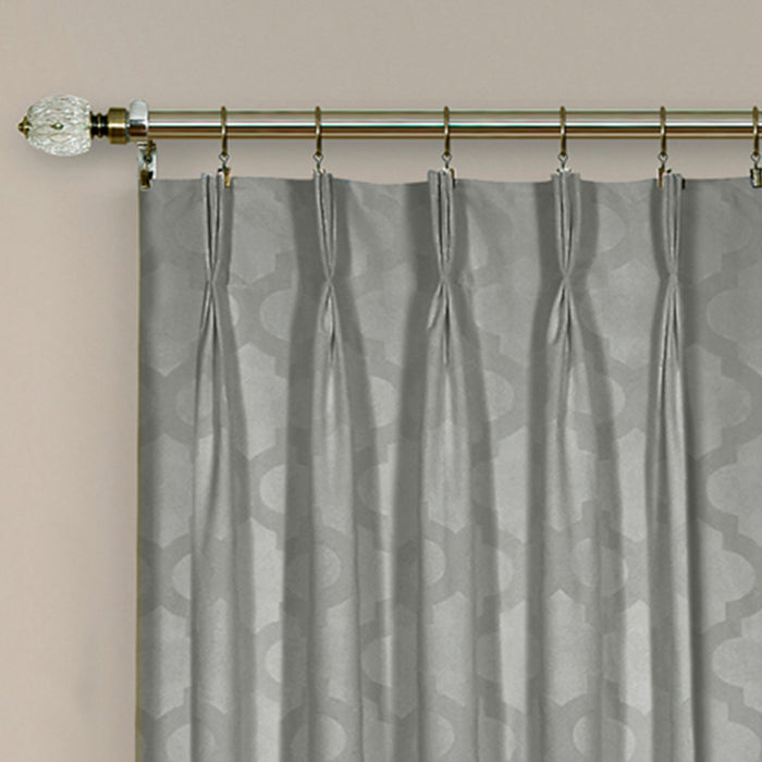 Pinch Pleat Window Curtain Panel - Room Darkening Velvet Fabric, Back Tab/Rod Pocket/Clip Rings Hanging Options, Masterpieces Brand - Silver - 34x84