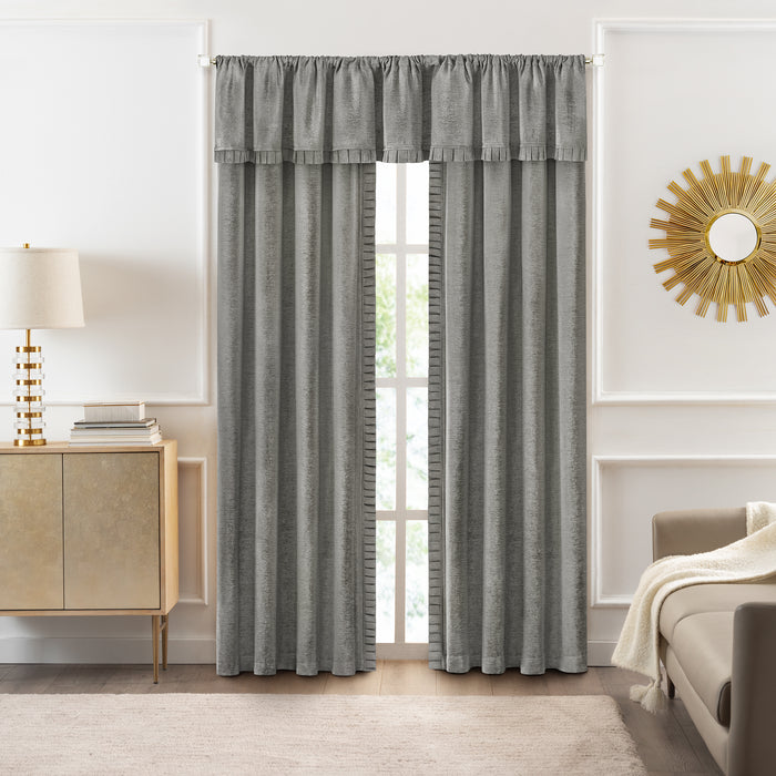 Bordeaux Rod Pocket Window Curtain Valance - 52 Inches x 14 Inches, Soft Chenille Fabric - Silver