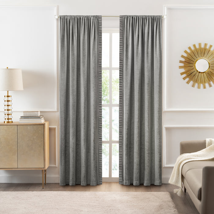 Bordeaux Rod Pocket Window Curtain Panel - 42 Inches Width - Light Filtering - Machine Washable - Geometric Diamond Clipped Design - Textiles & Soft Furnishings - Silver - 52x84