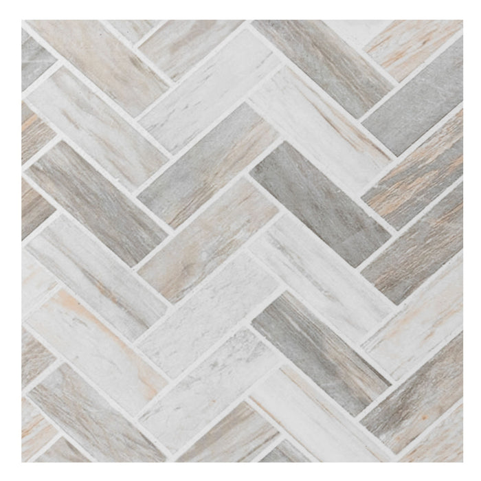 Retro Style 12x12 Self Adhesive Vinyl Floor Tile - 20 Tiles, 20 sqft - Stone Herringbone