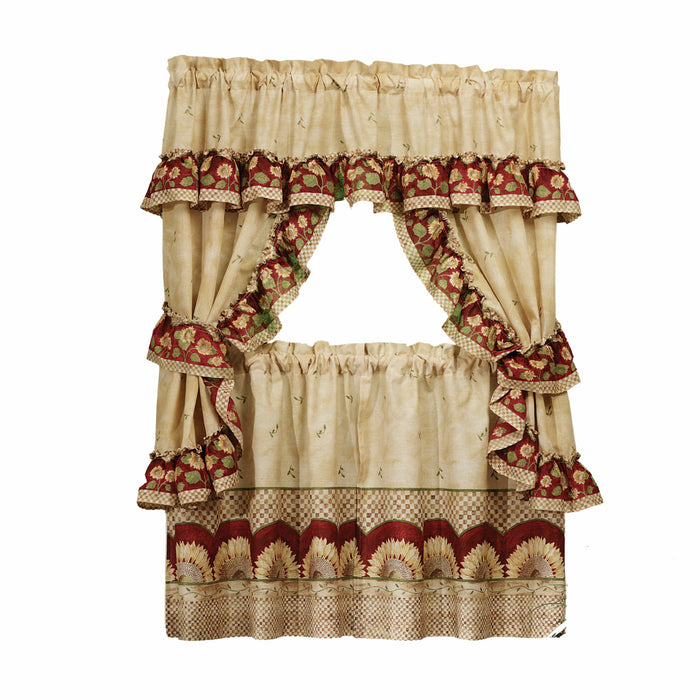 Sunflower Cottage Window Curtain Set - 5-Piece, Easy Installation, Low-Maintenance, Economically Priced, 100% Polyester - 57x36