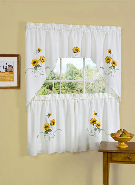 Embellished Tier and Swag Window Curtain Set - 58x24