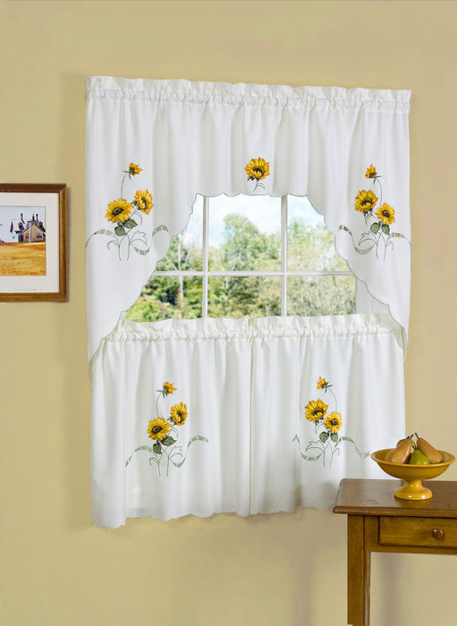 Embellished Tier and Swag Window Curtain Set