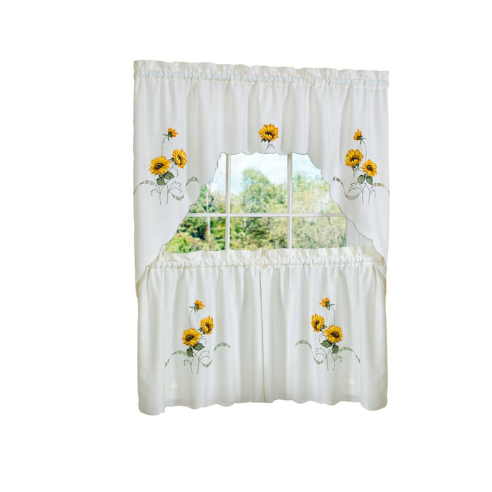 Embellished Tier and Swag Window Curtain Set - 58x24