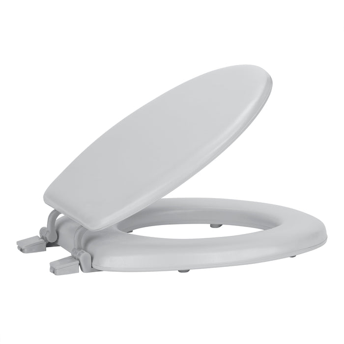 17 Inch Soft Standard Vinyl Toilet Seat with Foam Cushioning and Hinge Covers - Fantasia - Light Blue