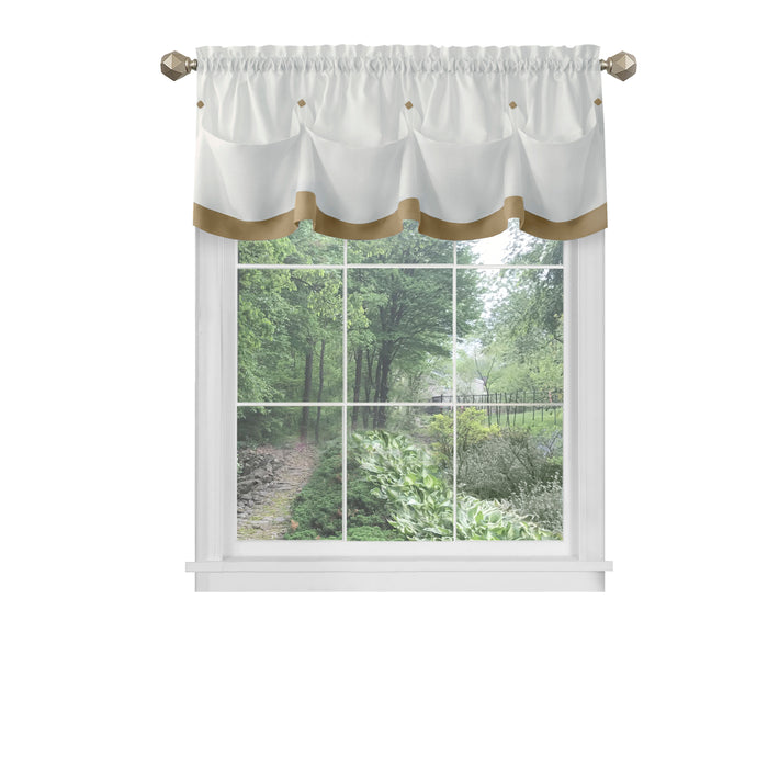 Lana Rod Pocket Window Curtain Valance - 52 Inches x 14 Inches, Soft Chenille Fabric - Tan