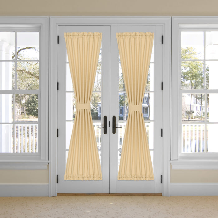 Darcy Rod Pocket Door Panel with Tieback, Soft Radiance, Machine Washable - Tan - 25x72